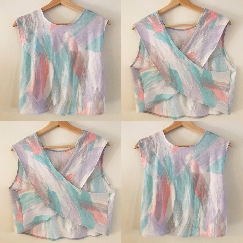 Crossback crop top made from vintage fabric